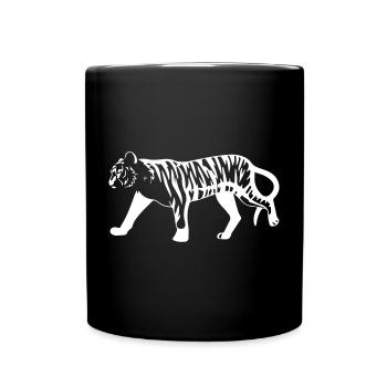 Tigre stylisé à imprimé animalier - Mug uni - noir - Devant