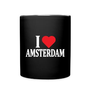 T-Shirt I love Amsterdam Geschenkidee - Tasse einfarbig - Schwarz - Vorne