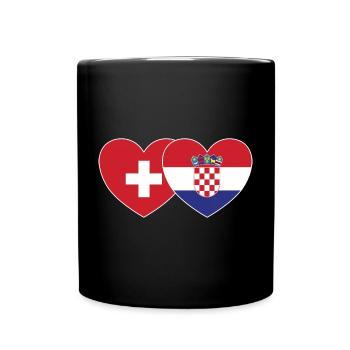 Schweiz Kroatien Flagge Herz - Tasse einfarbig - Schwarz - Vorne