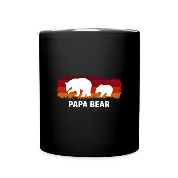 Papa Bear Papa Vater und Kind - Tasse einfarbig - Schwarz - Vorne