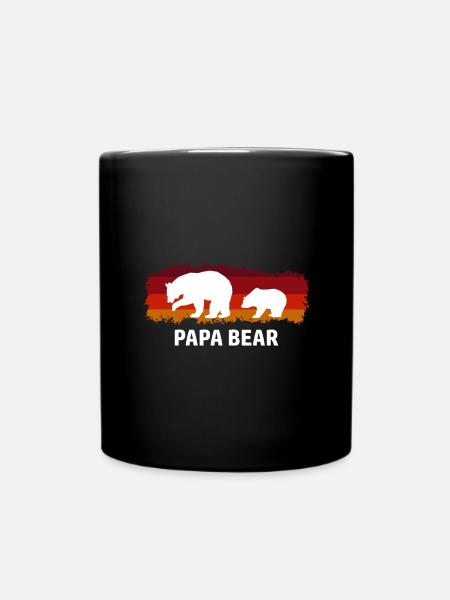 Papa Bear Papa Vater und Kind - Tasse einfarbig - Schwarz