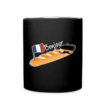 Bonjour - Funny French Baguette - Full Colour Mug - black - Front