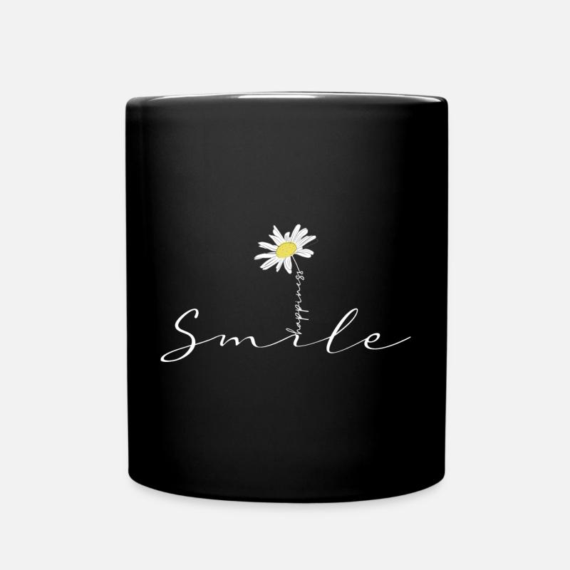 Lächeln Lächeln Lächeln Blumen Marguerite Glück - Tasse einfarbig - Schwarz