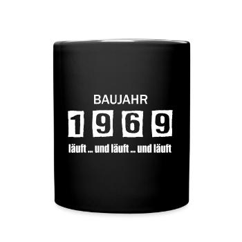Baujahr 1969 - läuft und läuft und läuft - Tasse einfarbig - Schwarz - Vorne