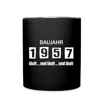 Baujahr 1957 - läuft und läuft und läuft - Tasse einfarbig - Schwarz - Vorne