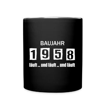 Baujahr 1958 - läuft und läuft und läuft - Tasse einfarbig - Schwarz - Vorne
