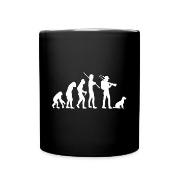 Evolution der Jägerin - Tasse einfarbig - Schwarz - Vorne