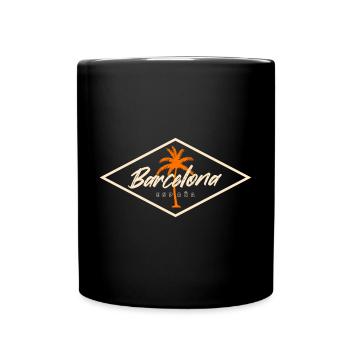 Barcelona Spain Palm Trees Design - Full Colour Mug - black - Front