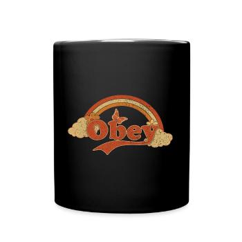 Vintage Obey Sarkasms Regenbogen Typografie - Tasse einfarbig - Schwarz - Vorne