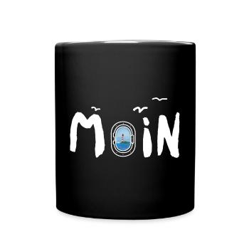 Moin Leuchtturm - Tasse einfarbig - Schwarz - Vorne
