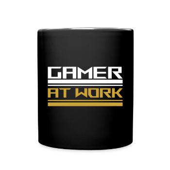 Gamer at work white - Tasse einfarbig - Schwarz - Vorne