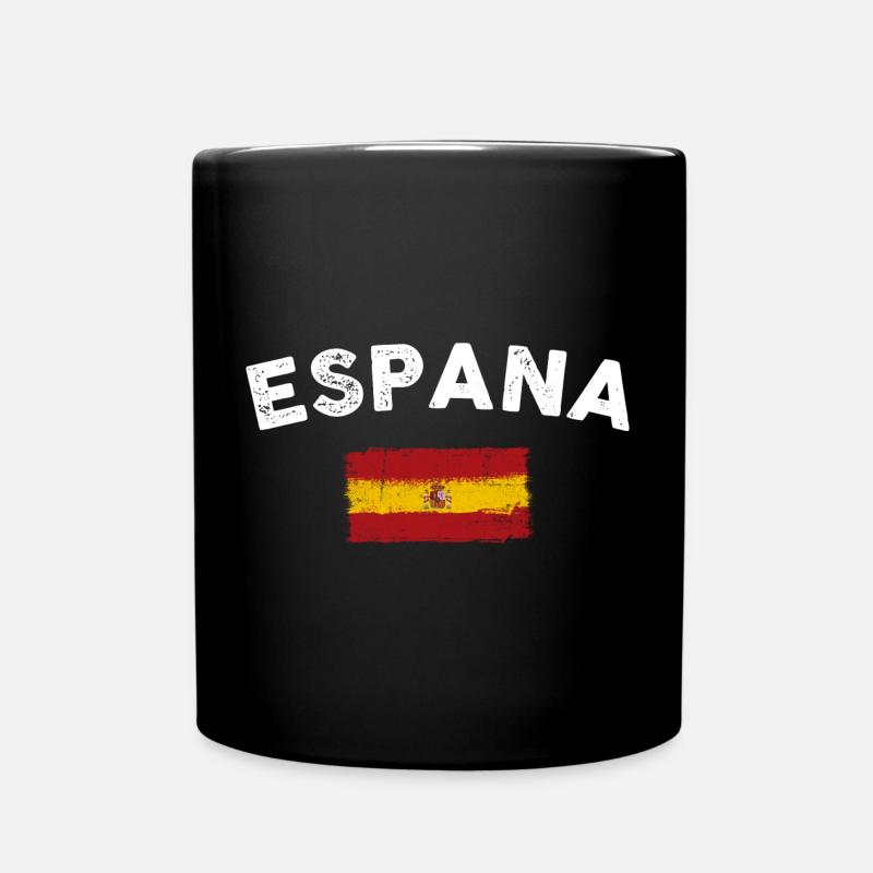 España Brush Flag Graphic - Full Colour Mug - black