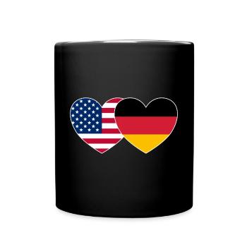 USA Germany Flag Heart - Full Colour Mug - black - Front