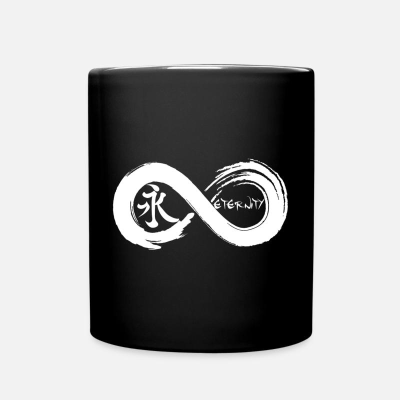 Unendliches Symbol und Ewigkeit auf Japanisch (weiß) - Tasse einfarbig - Schwarz