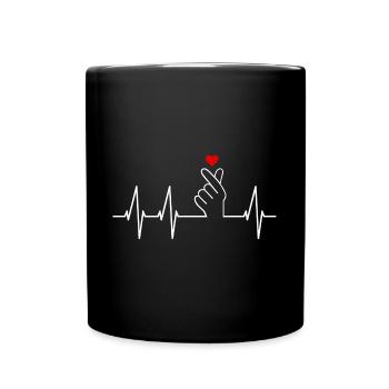 K-pop Saranghae Finger Signe Kpop Finger Heart - Mug uni - noir - Devant