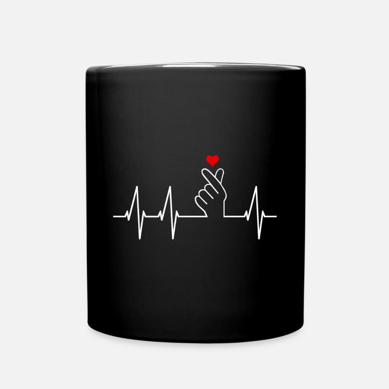 K-pop Saranghae Finger Signe Kpop Finger Heart - Mug uni - noir