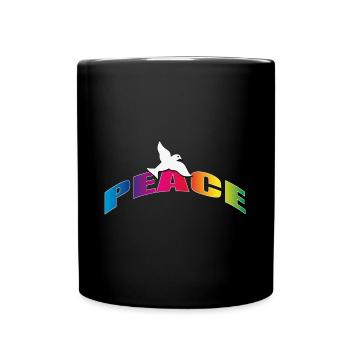 Peace with Dove Rainbow Colors - Full Colour Mug - black - Front