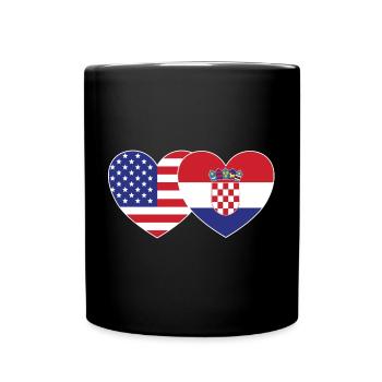 USA Croatia Flag Heart - Full Colour Mug - black - Front