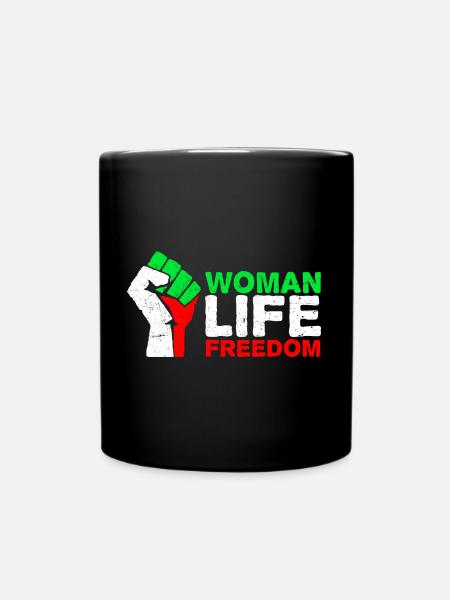 Woman, Life, Freedom | Free Iran! | Mit Flagge - Tasse einfarbig - Schwarz
