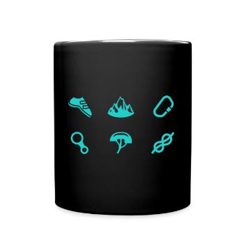 Klettern Symbole Bouldern Bergsteiger Kletterer - Tasse einfarbig - Schwarz - Vorne