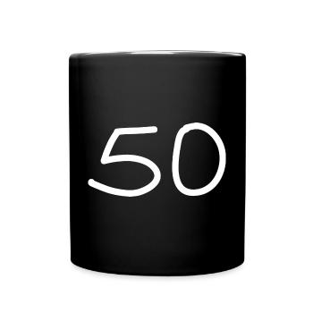 50th birthday fifty number white - Full Colour Mug - black - Front