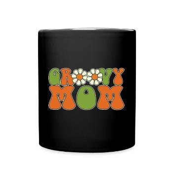 Retro Groovy Mom Matching Family Baby Shower - Mug uni - noir - Devant