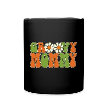 Retro Groovy Mommy Matching Family Baby Shower - Mug uni - noir - Devant