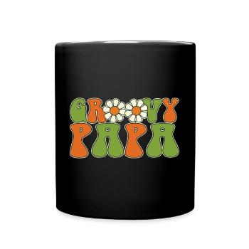 Retro Groovy Papa Matching Family Baby Shower - Mug uni - noir - Devant