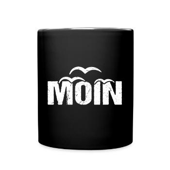 Moin Möwen Vintage Moin - Tasse einfarbig - Schwarz - Vorne