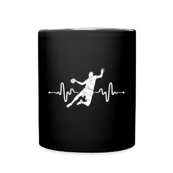 Trikot Handballspieler Herzschlag Handball - Tasse einfarbig - Schwarz - Vorne