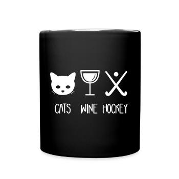 Hockey Wein Katzen Frauen Feldhockey - Tasse einfarbig - Schwarz - Vorne