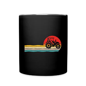 Retro t-shirt tractor for farmer tractor - Full Colour Mug - black - Front