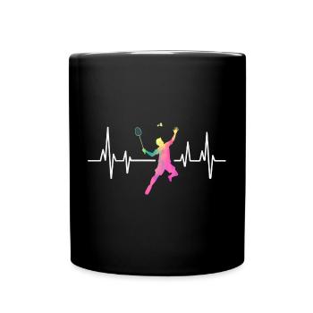 Badminton rythme cardiaque coloré - Mug uni - noir - Devant