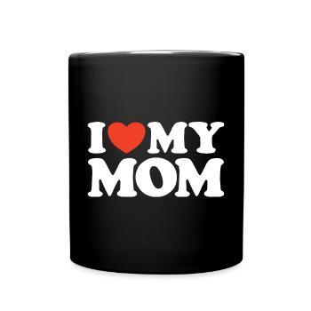 I love my Mom Heart Shirt - Full Colour Mug - black - Front