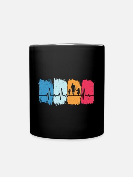 Père et fille fils battements de cœur fille et fils - Mug uni - noir