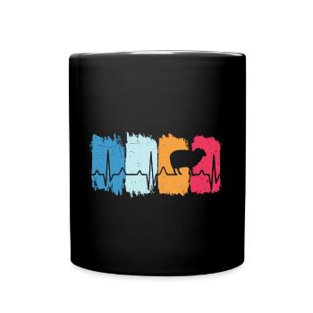 Schafe retro herzschlag t-shirt schaf - Tasse einfarbig - Schwarz - Vorne