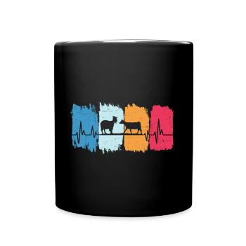 Goats Retro Heartbeat T-Shirt Goat - Full Colour Mug - black - Front