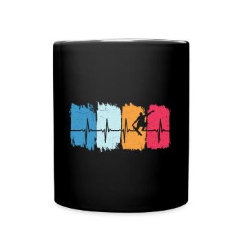 Retro Skater heartbeat skateboard t-shirt skater - Full Colour Mug - black - Front