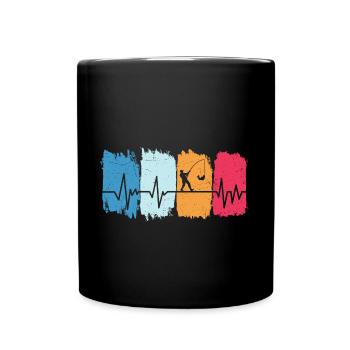 Fishing Fischer Retro Heartbeat angler - Full Colour Mug - black - Front