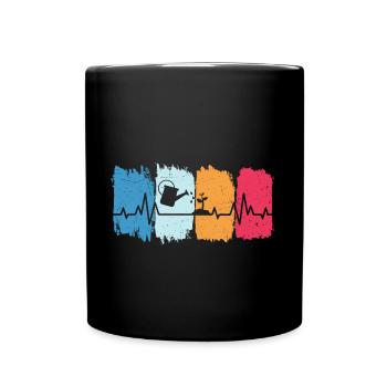Gärtner retro herzschlag garten gärtnerei - Tasse einfarbig - Schwarz - Vorne