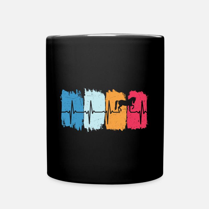 pferd retro herzschlag reiterin - Tasse einfarbig - Schwarz