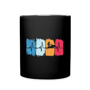 Jetski wassersport retro herzschlag jetski fahren - Tasse einfarbig - Schwarz - Vorne