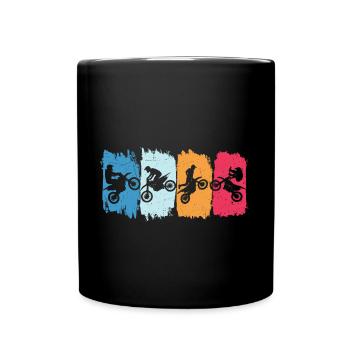 Motocross Motorrad Retro Herzschlag Motorcycle - Tasse einfarbig - Schwarz - Vorne