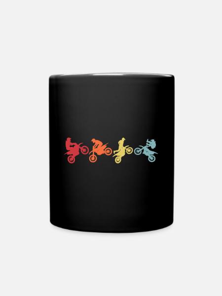 Motocross Motorrad Retro T-Shirt Motorsport - Tasse einfarbig - Schwarz