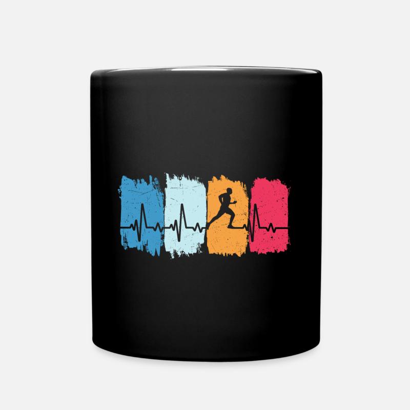 T-shirt de course rétro heartbeat pour coureur joggeur - Mug uni - noir