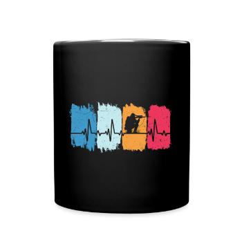 hunter hunting retro heartbeat hunting dog t-shirt hunting - Full Colour Mug - black - Front