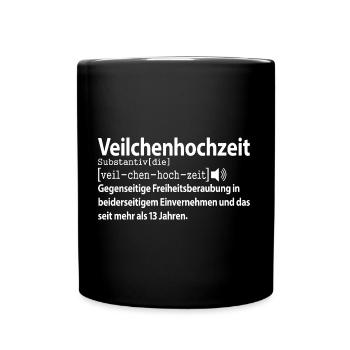 Veilchenhochzeit 13 jahre Hochzeitstag Ehefrau - Tasse einfarbig - Schwarz - Vorne