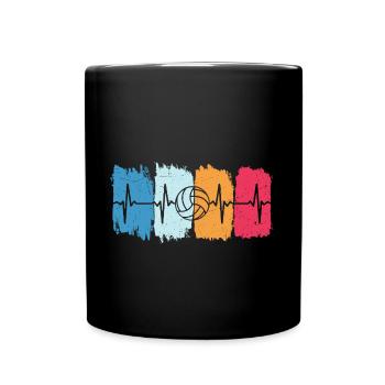 Volleyball Retro Heartbeat Volleyball Joueur de volleyball - Mug uni - noir - Devant