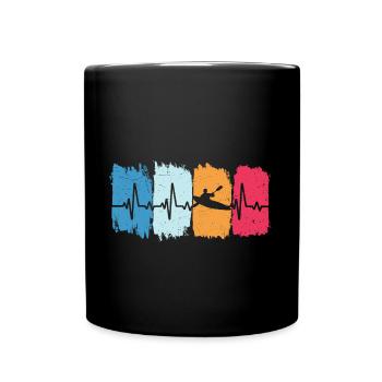 Kajak Kanu retro herzschlag kajakfahren paddelboot - Tasse einfarbig - Schwarz - Vorne
