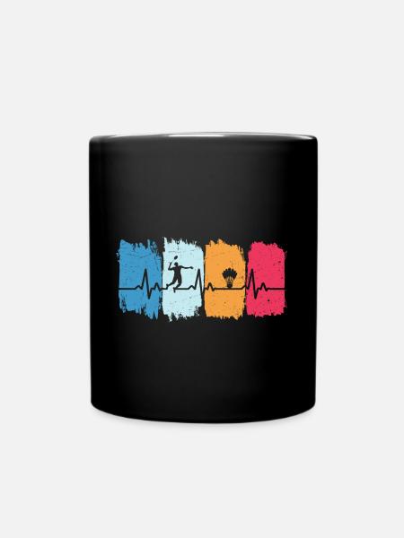 Badminton Retro Heartbeat Badminton Player - Mug uni - noir